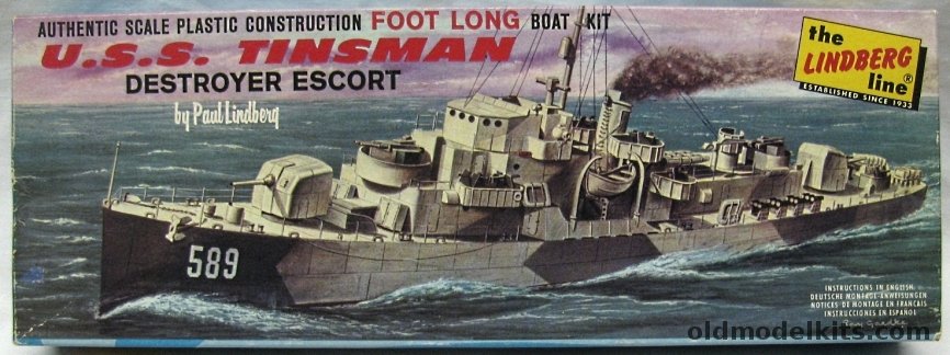 Lindberg 1/300 DE589 USS Tinsman - Destroyer Escort, 727-69 plastic model kit